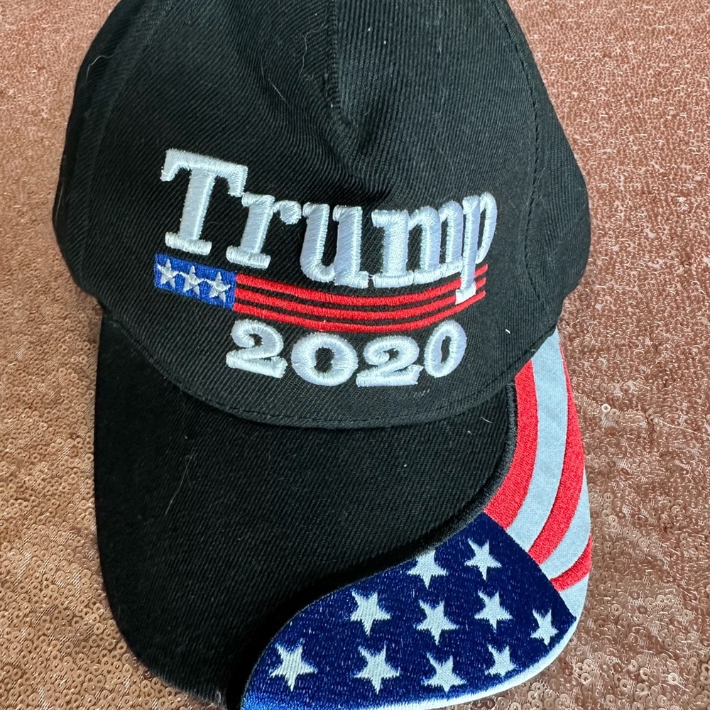 Black Trump 2020 Cap with American Flag Design